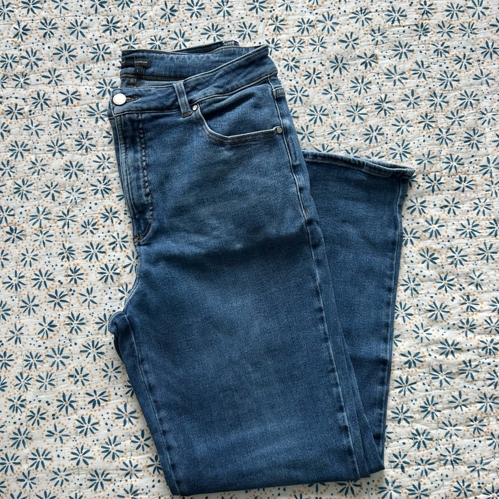 Universal Standard Women's Straight Leg Crop Jeans in Dark Blue Denim